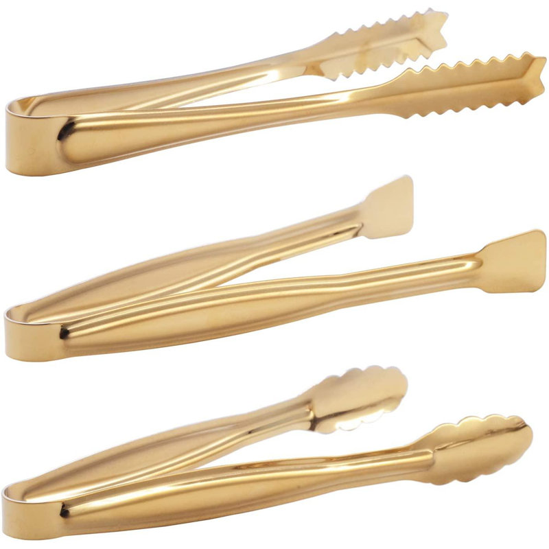 Gold Plated Mini Serving Tongs Set 6Inch Appetizers